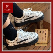 [CÓ SẴN ] Giày thể thao nữ ulzzang vẽ tay Custom GRAFFITY hot mới chữ kí đẹp đế bánh mỳ độn cao 4cm màu đen trắng